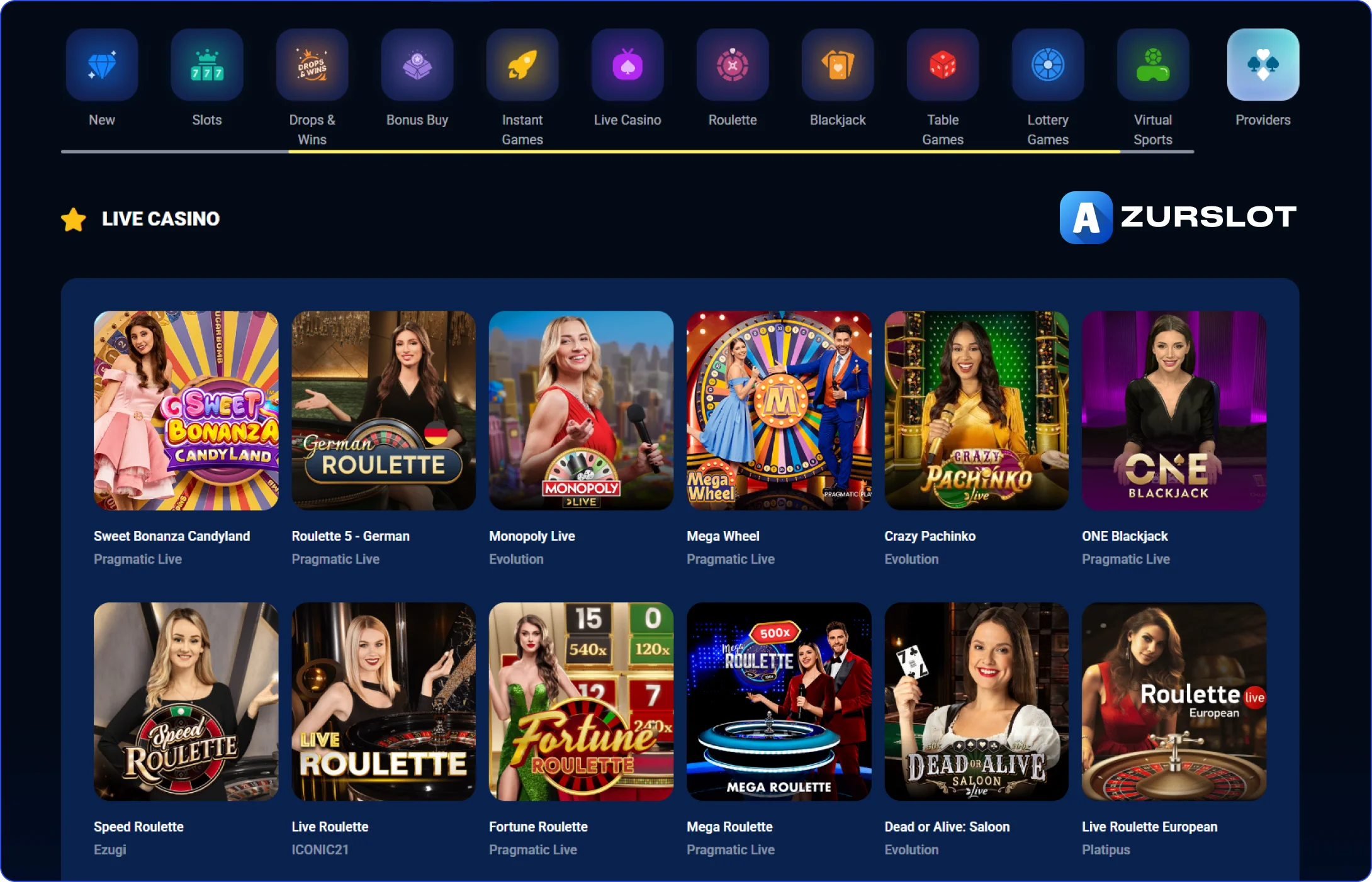 Azur Slot Kazino Uživo